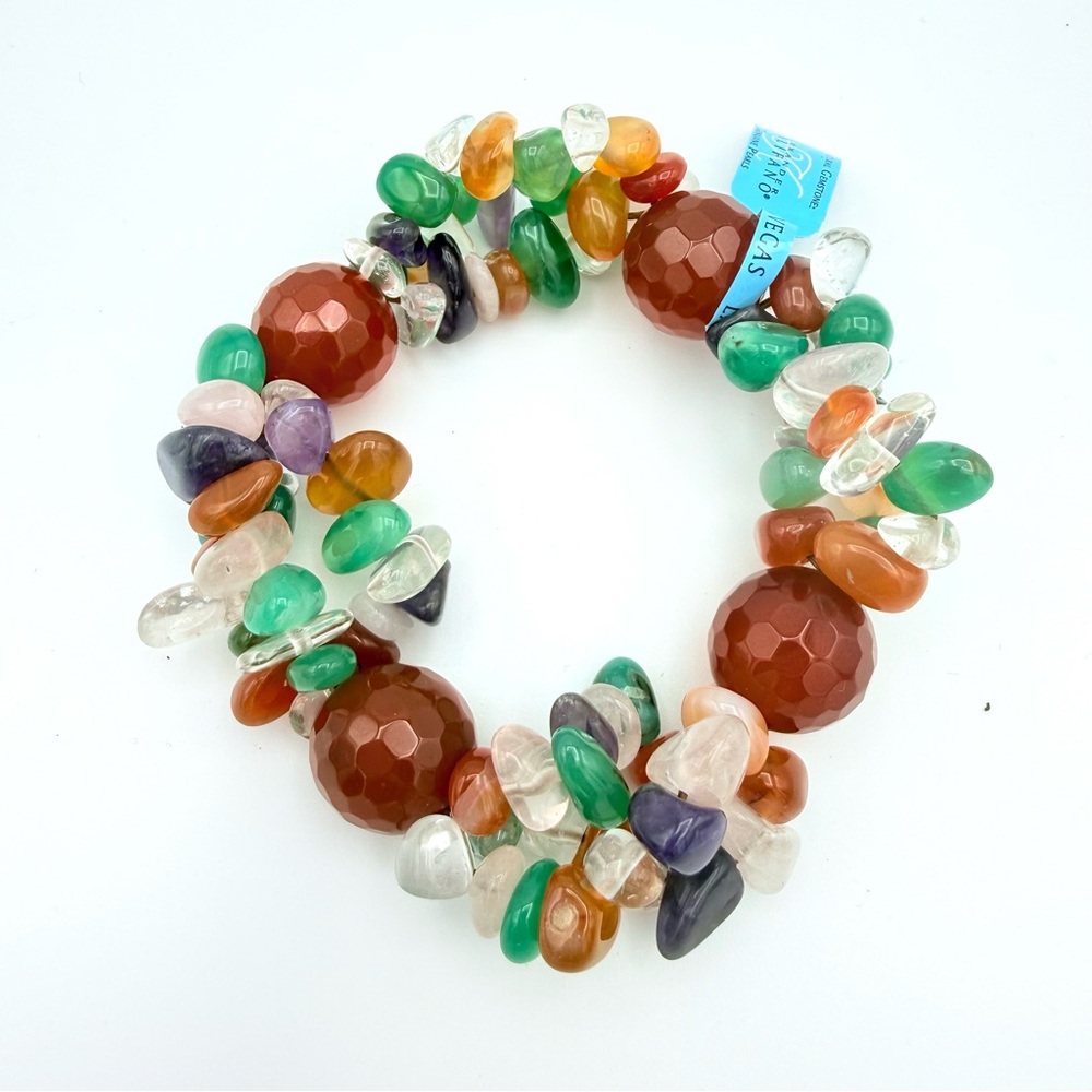 Kalifano Crystal Gemstone Cluster Bracelet w/ Carnelian, Aventurine, Amethyst